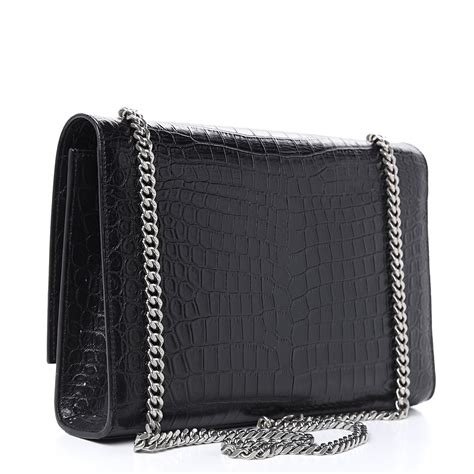 SAINT LAURENT Calfskin Crocodile Embossed Classic 